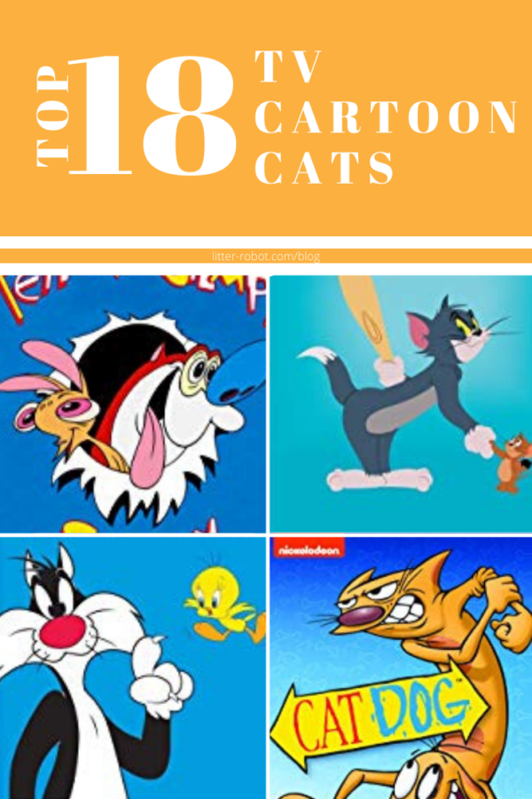 Top 18 des chats de dessins animés télévisés - affiches pour Ren & Stimpy, Tom & Jerry, Sylvester & Tweety et CatDog