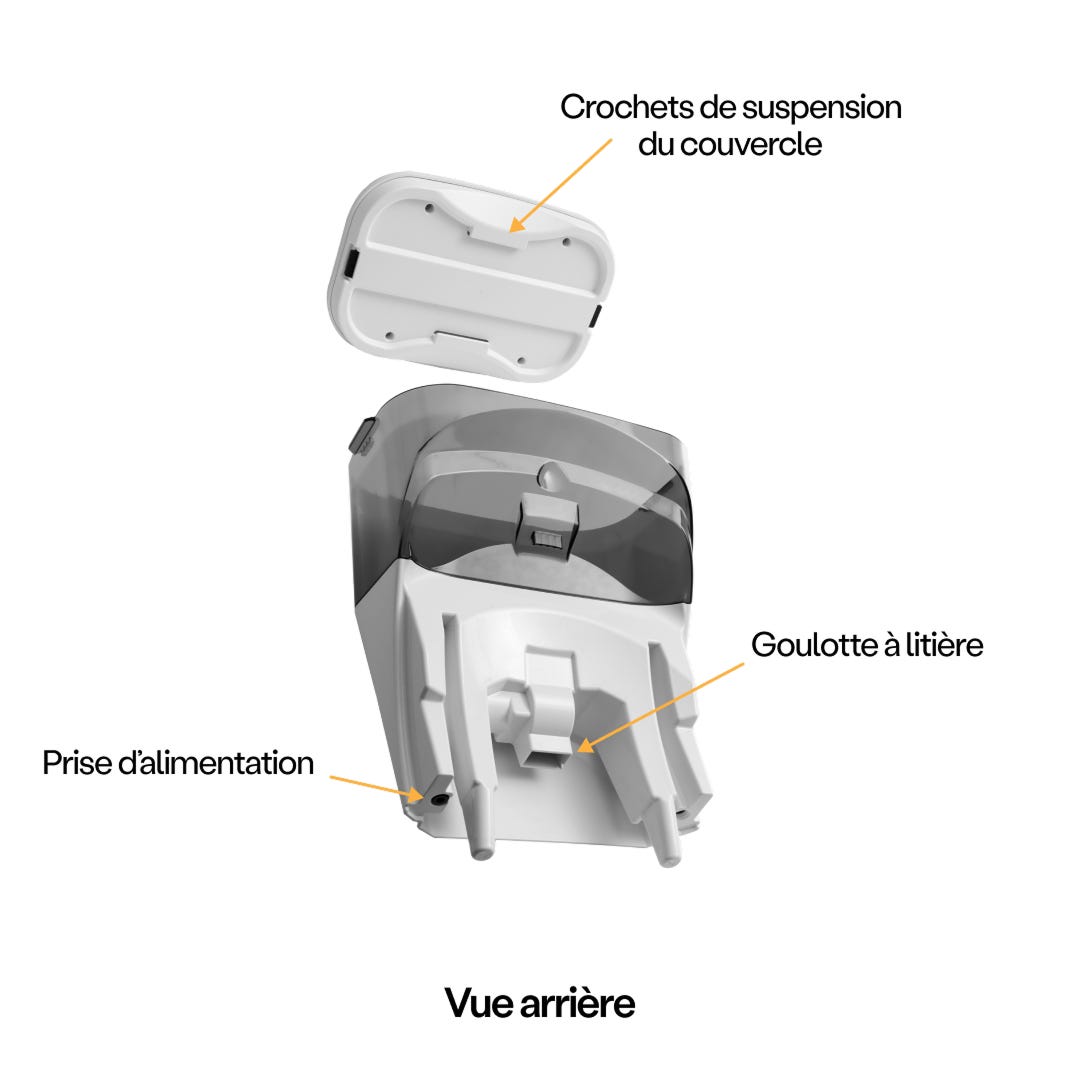Schéma arrière du robot à litière LitterHopper 5 en francais