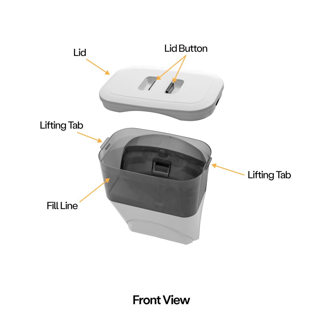 Litter-Robot 5 LitterHopper front diagram in English