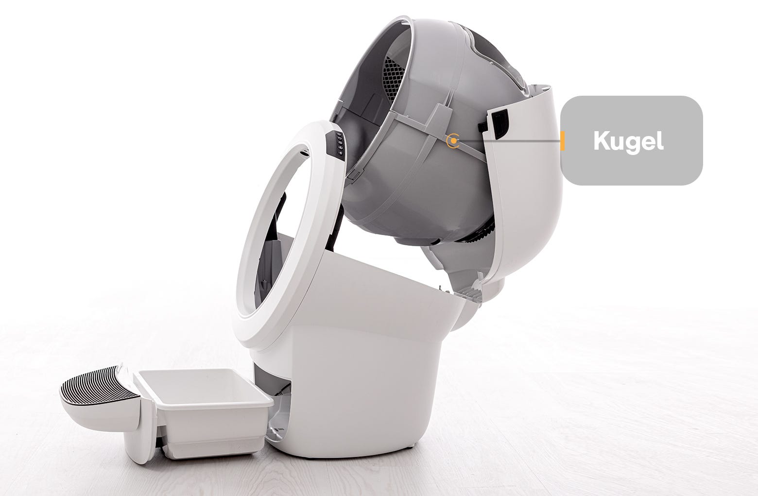 Diagramm des Litter-Robot mit hervorgehobenem Globus