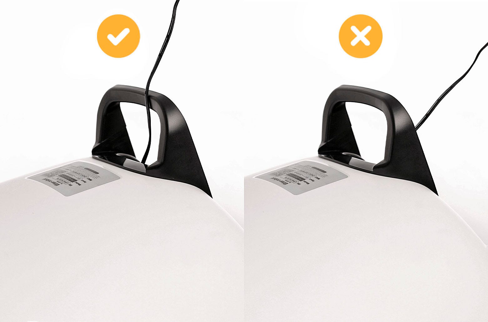 Abbildung der korrekten Platzierung des Kippschutzes.