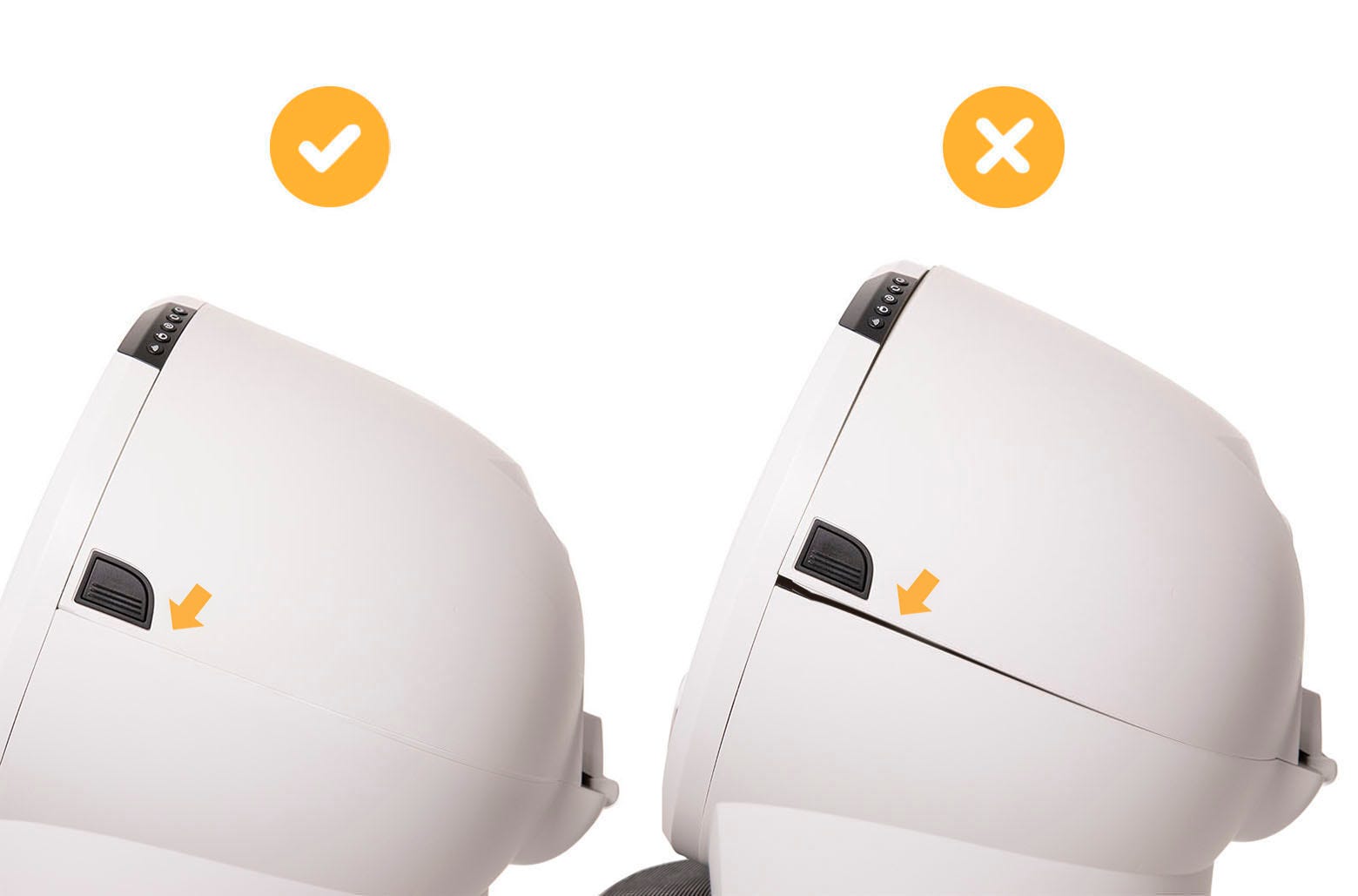 Abbildung zeigt die korrekte Ausrichtung der Motorhaube