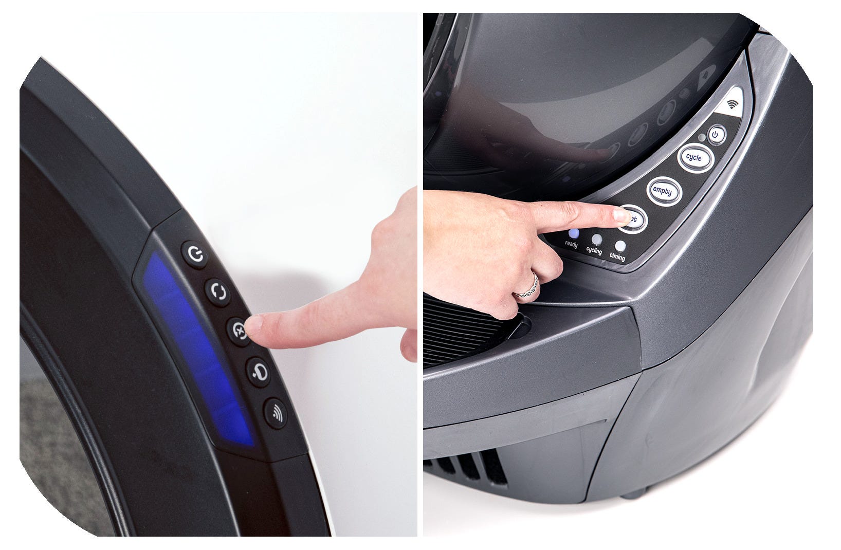 Drücken Sie die Reset-Taste am Litter-Robot, um die Gewichtssensoren auf Null zu setzen.