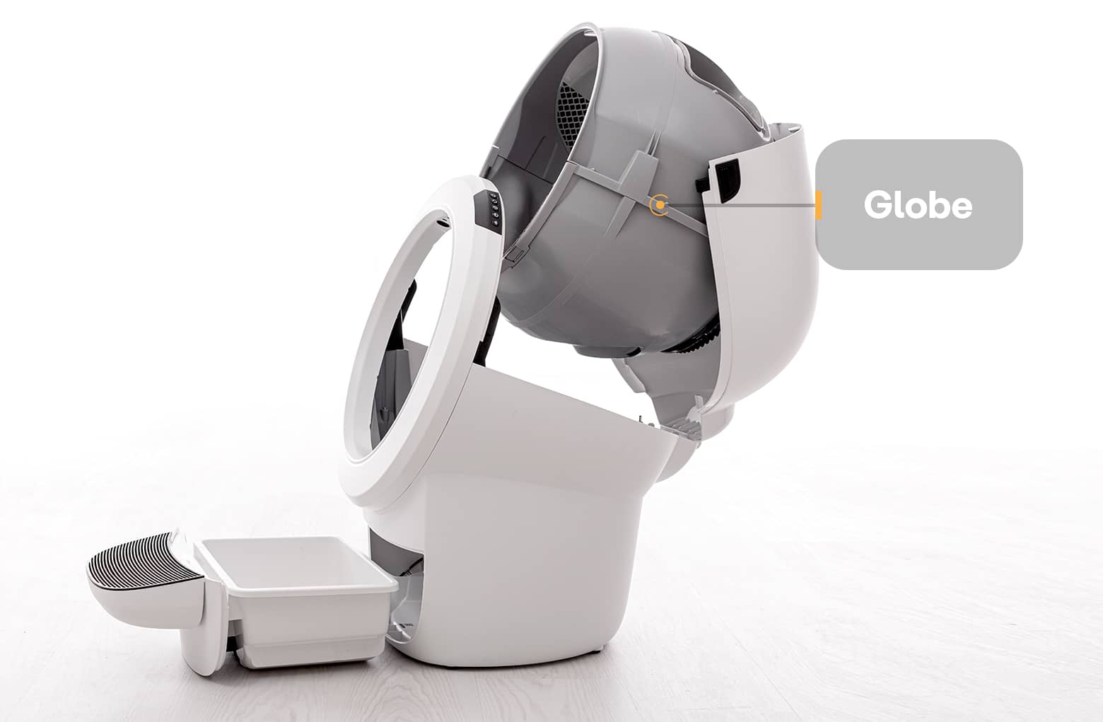 Schéma du robot de collecte des déchets avec globe terrestre mis en évidence