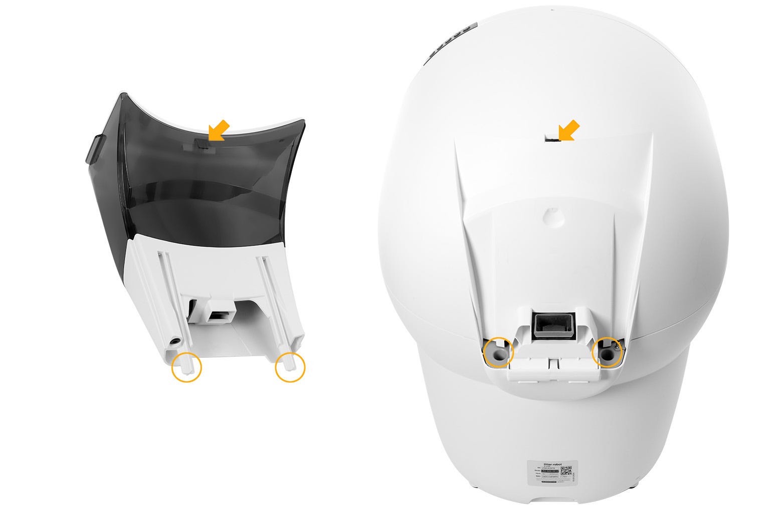 Image showing where the LitterHopper hooks onto the Litter-Robot 4.