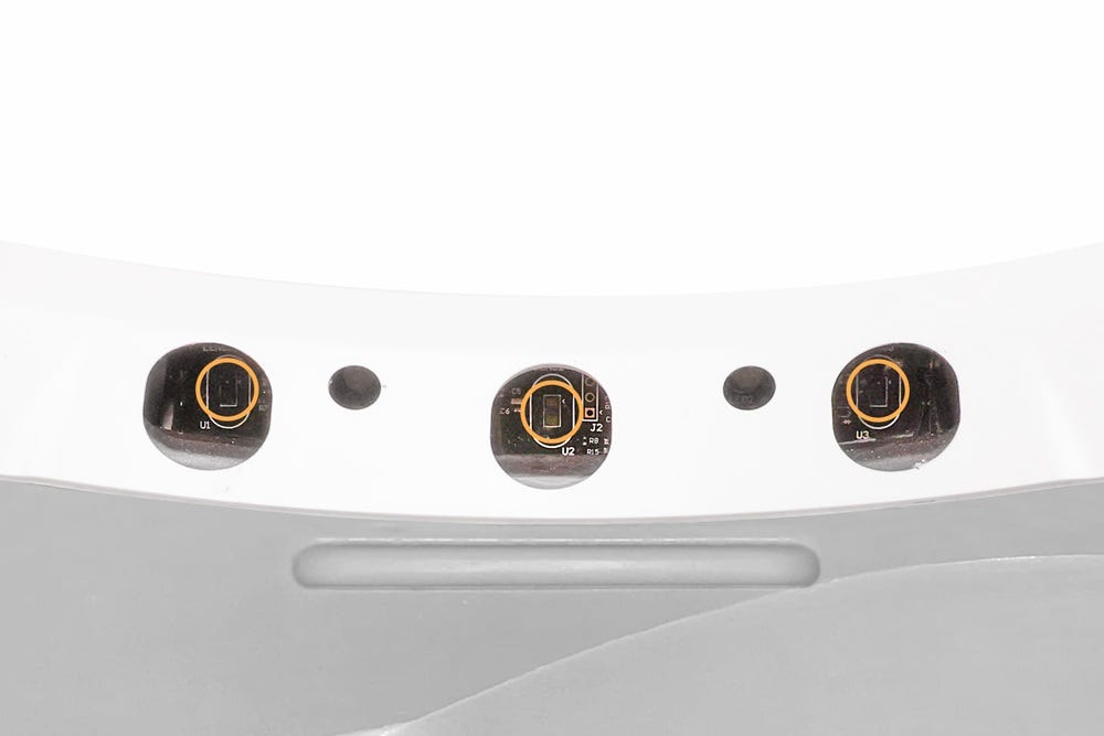 Curtain sensors in bezel close up