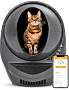Bengal cat inside grey Litter-Robot 3 Connect with phone app