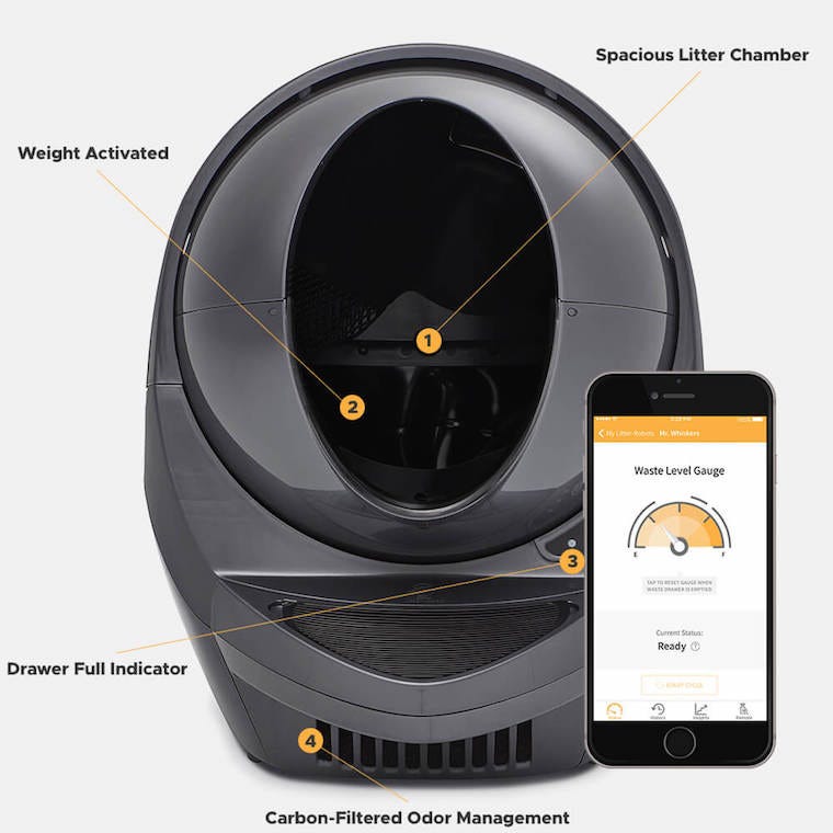 Grey Litter-Robot 3 Connect self-cleaning litter box with iPhone app