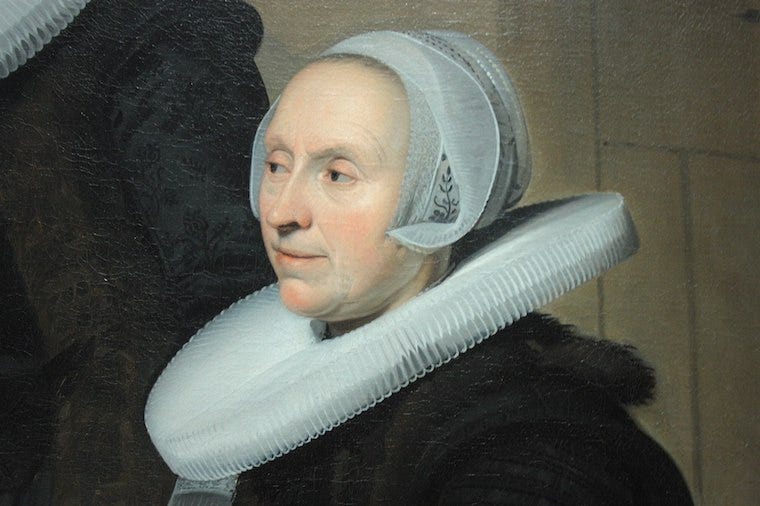 Painting of woman wearing Elizabethan-era ruff