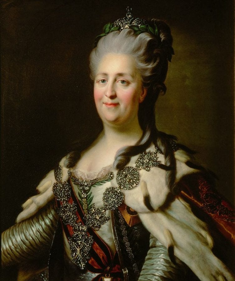 Catherine the Great - famous women in history who loved cats