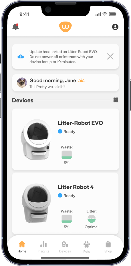 Firmware updating banner on Home screen