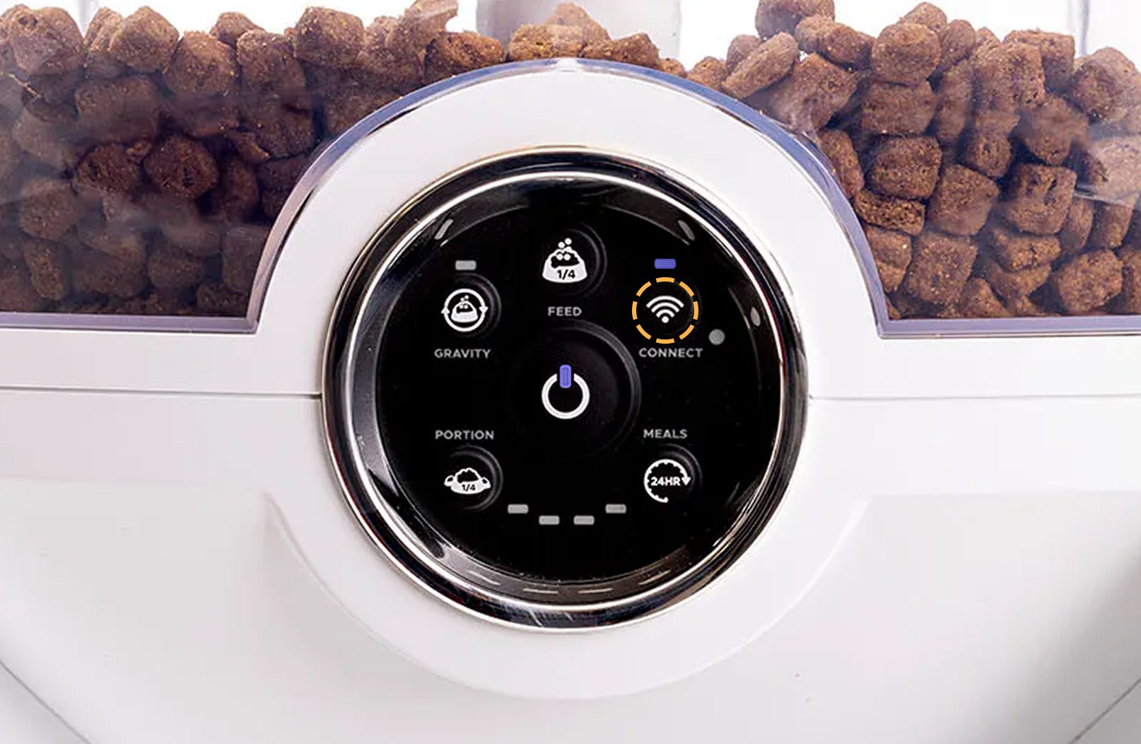 Feeder-Robot Connect button blue