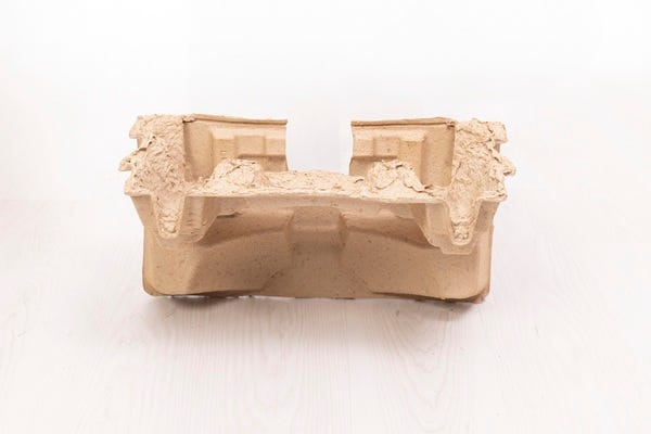 Closeup of top molded pulp insert