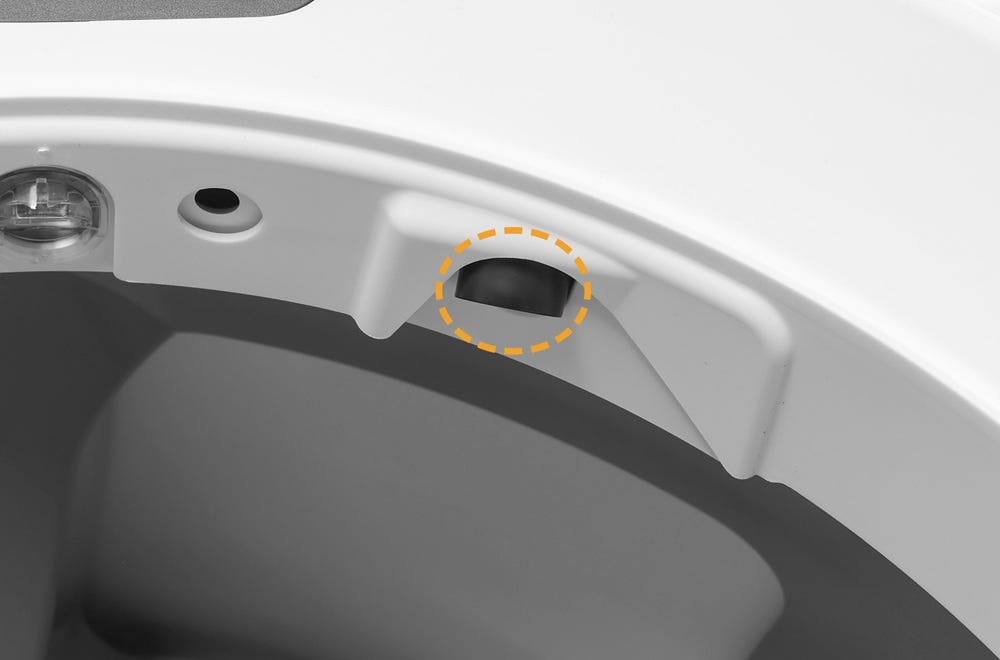 Close up of bezel with circle around inner-facing camera