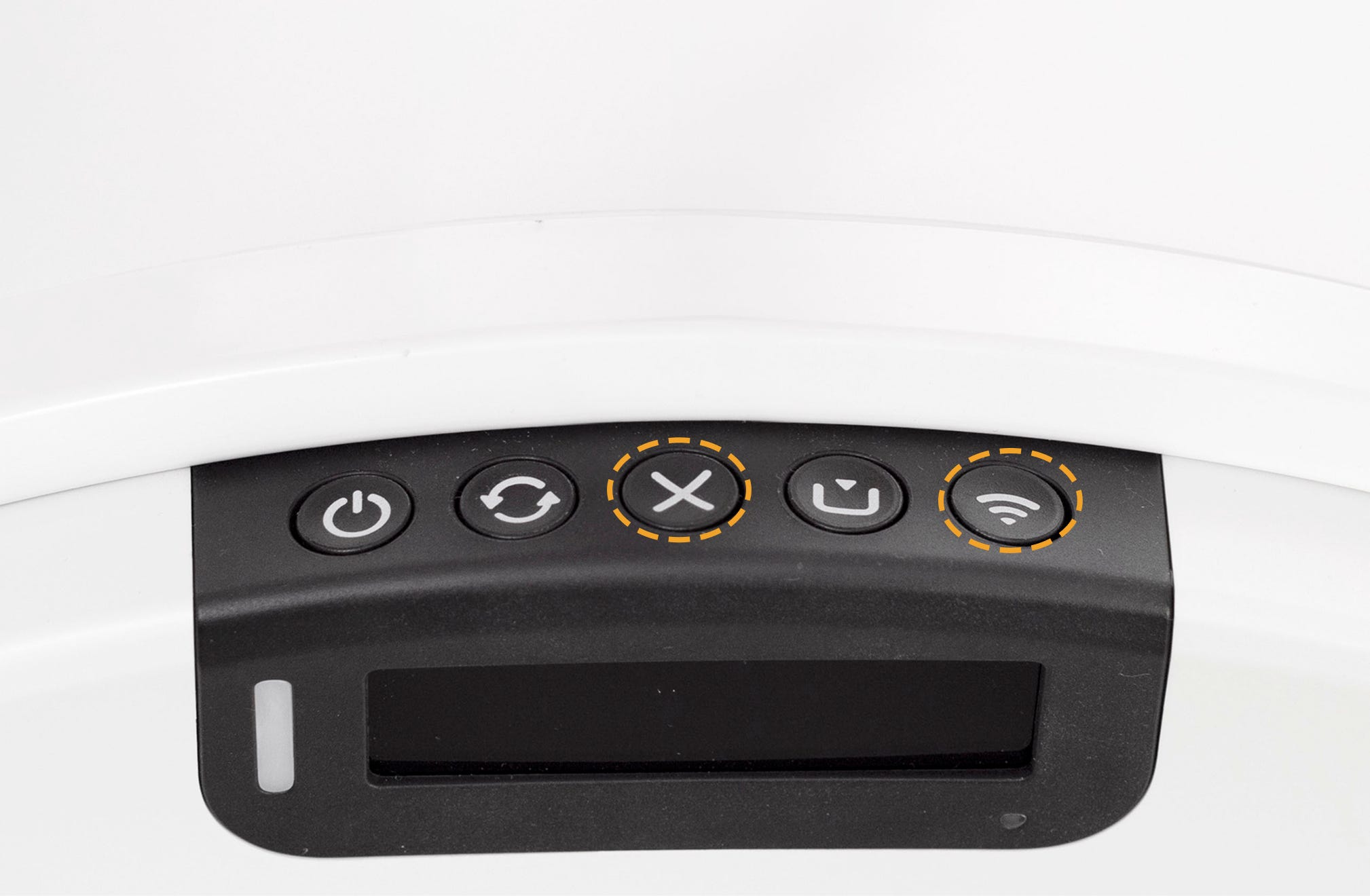 Control panel with circles around Cancel and Connect buttons