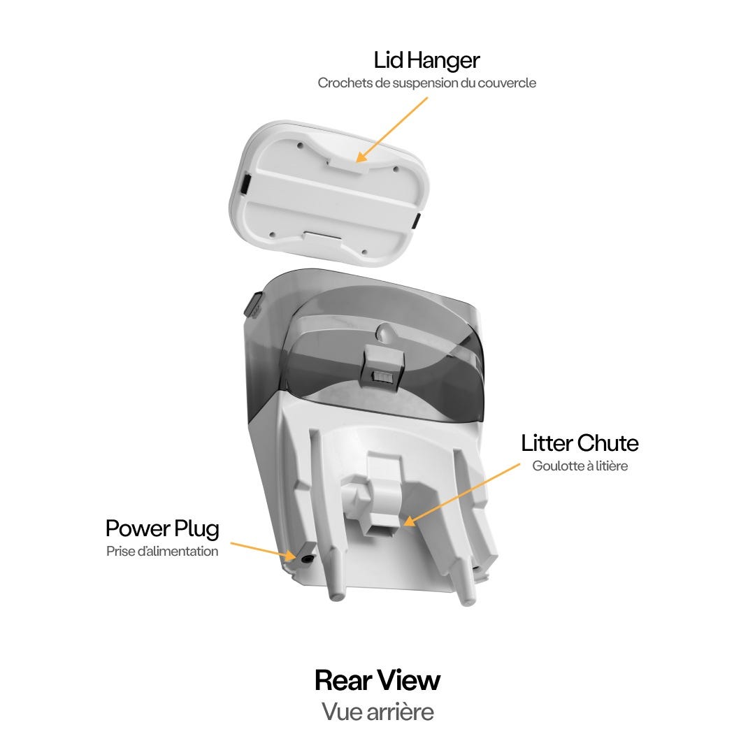 Litter-Robot 5 LitterHopper rear diagram in English and French