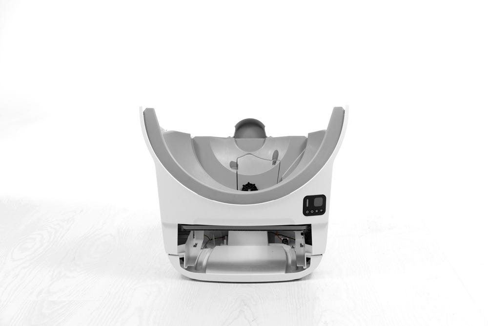Litter-Robot EVO baes with drawer, bonnet, and globe removed.