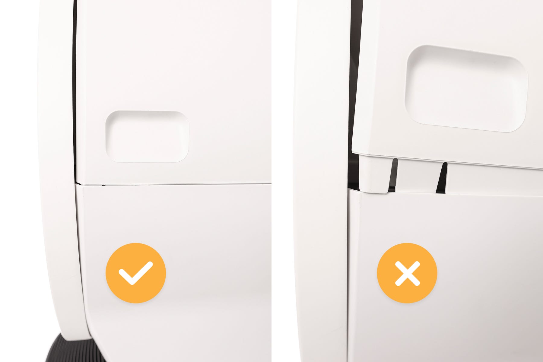 Correct bonnet installation with tabs inserted