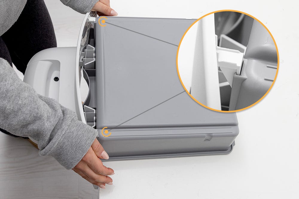 Waste drawer upside down