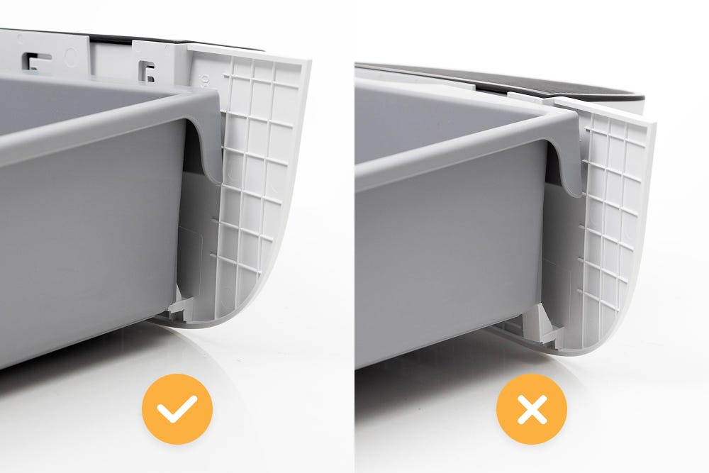 Incorrect and correct version of drawer installation