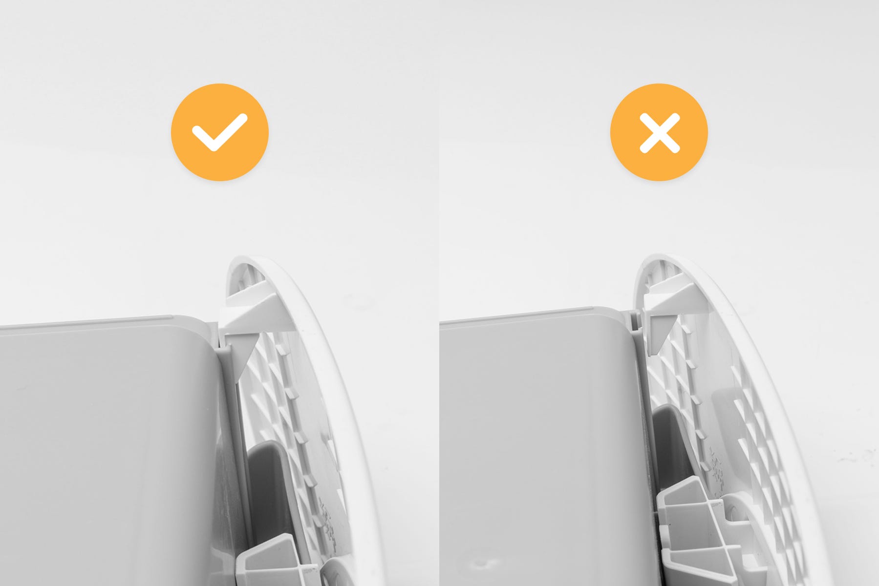 Inserting the two tabs into the tab slots