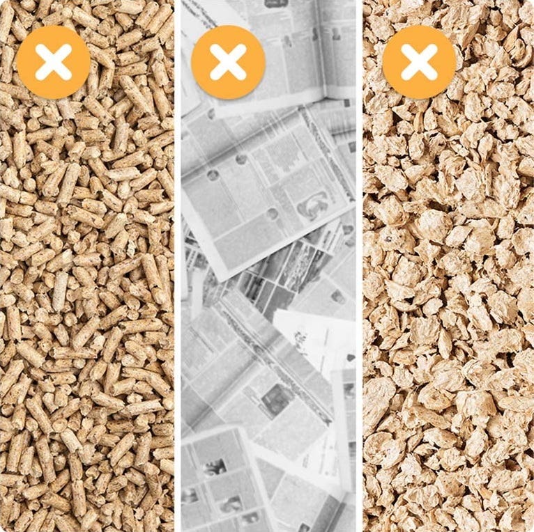 Do not use pellet, newspaper-based, or wood-based pellets