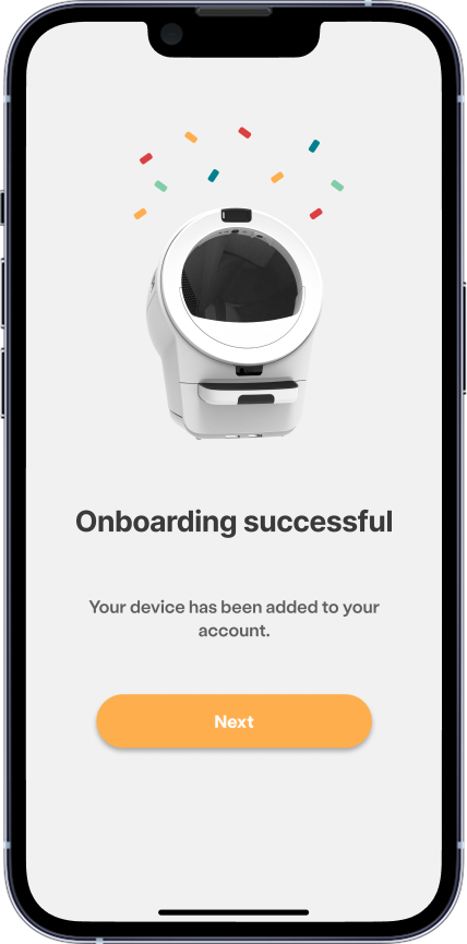 In-app screen for Onboarding successful