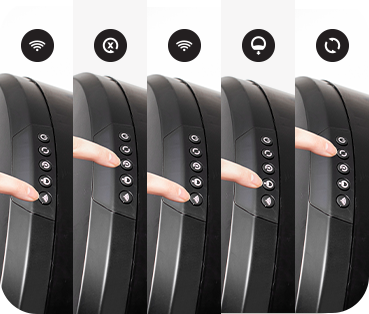 Finger pressing Connect button, then Reset button, then Connect button, then Empty button, then Cycle button